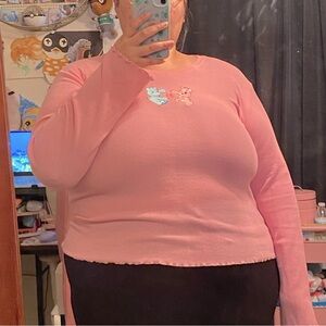 Darling pink Care Bears thermal with lettuce hem!